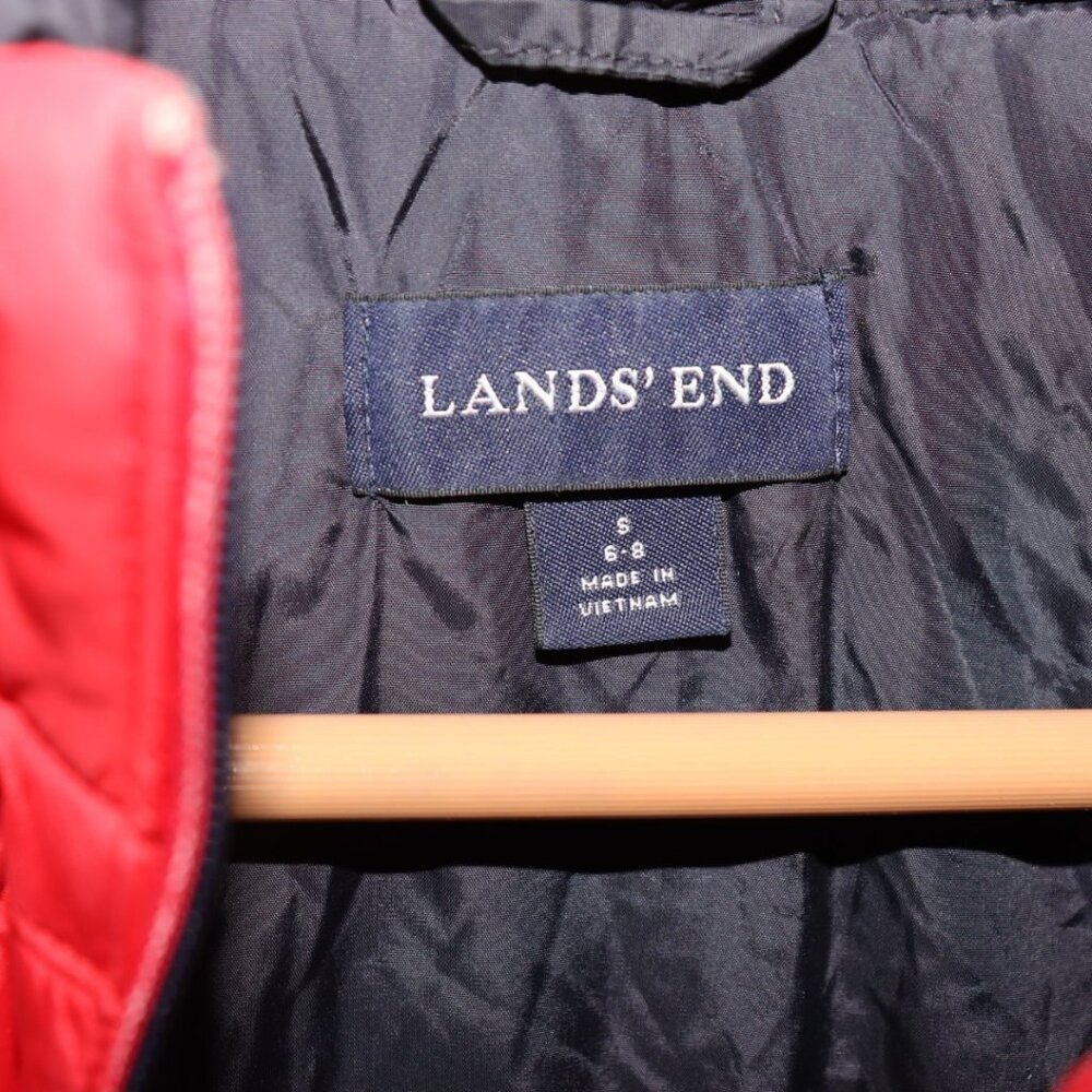 Lands' End Short Cozy Coat Size Small Red Winter Fall Diamond Quilted - Picture 8 of 8